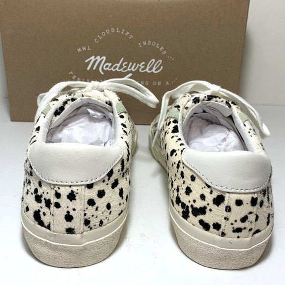 Madewell Sidewalk Calf Hair Low Top Sneakers Lace Up Splatter Paint Size 7 NEW - Picture 4 of 6